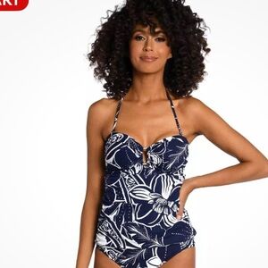 La Blanca Top Women’s The Playa Shirred Tankini Top Sz 8 Indigo